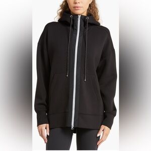 Zella Oversized long Black Zip-Up Hoodie! Women’s S! Brand new! Black & White!